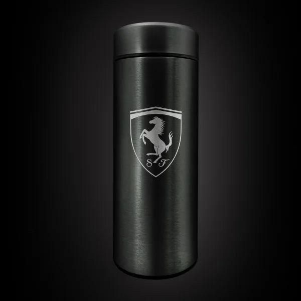 Ferrari logo bottle for formula one love. F1 bottle in black