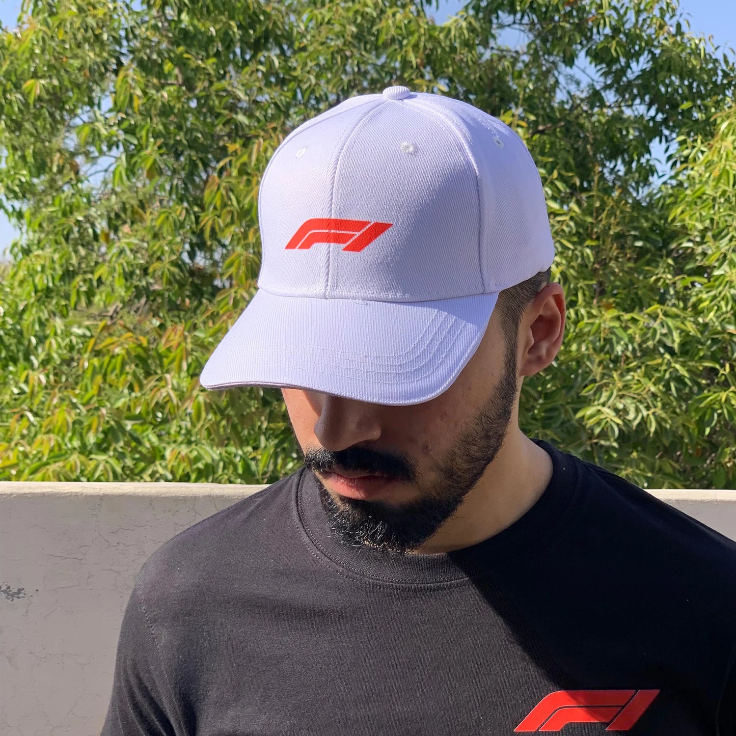 Formula one Caps & Hats in White- F1 Formula Racing Logo