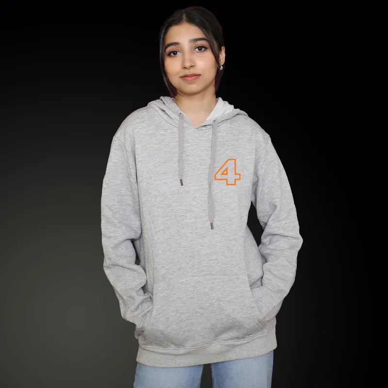 Lando Norris 4 Pattern Deisgn Gray Hoodie in Front & back | Mclaren F1