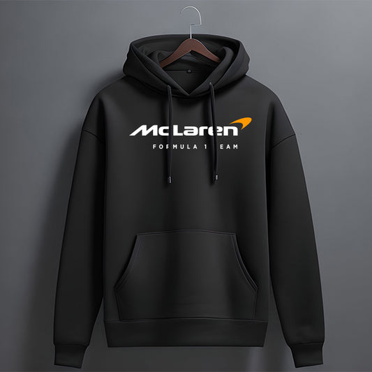 Black hoodie with McLN Formula 1 Team logo on a gray background