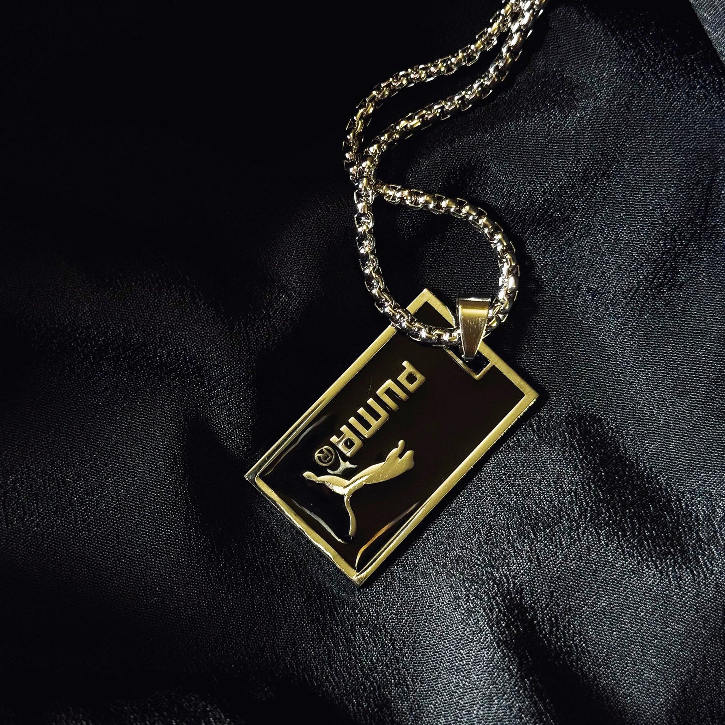 Puma pendant necklace chain in Silver & Black - TheLoopzs