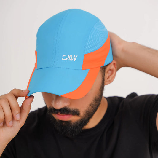 Sport Cap Blue and Orange for Men and Women – Lightweight Breathable Running Cap