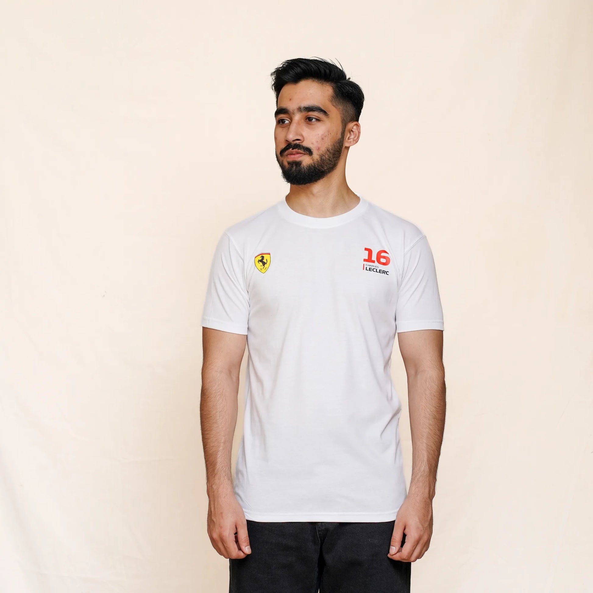 Ferrari Charles Leclerc T-Shirt for men in Pakistan – premium cotton fabric.