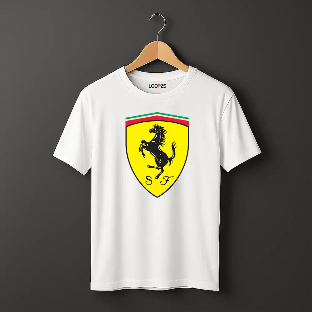 Scuderia Ferrari Logo tshirt in white with fine cotton