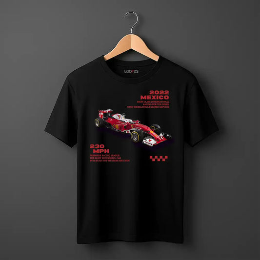 ferrari mexico car racing design T shirt with 2022 and text n front in black color