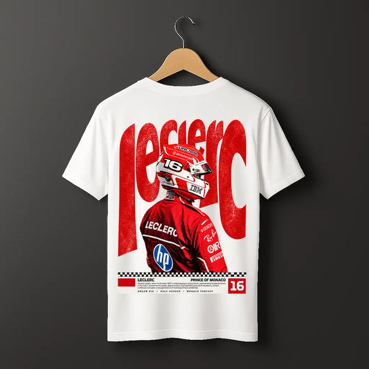 Charles Leclerc racing-inspired black T-shirt for F1 and motorsport fans in Pakistan