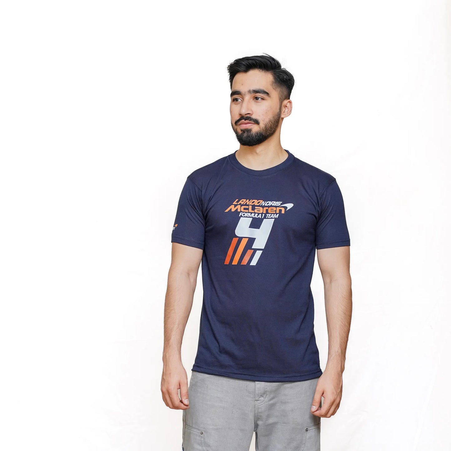 Lando Norris 4 McLaren Unisex T-Shirt  in Navy Blue
