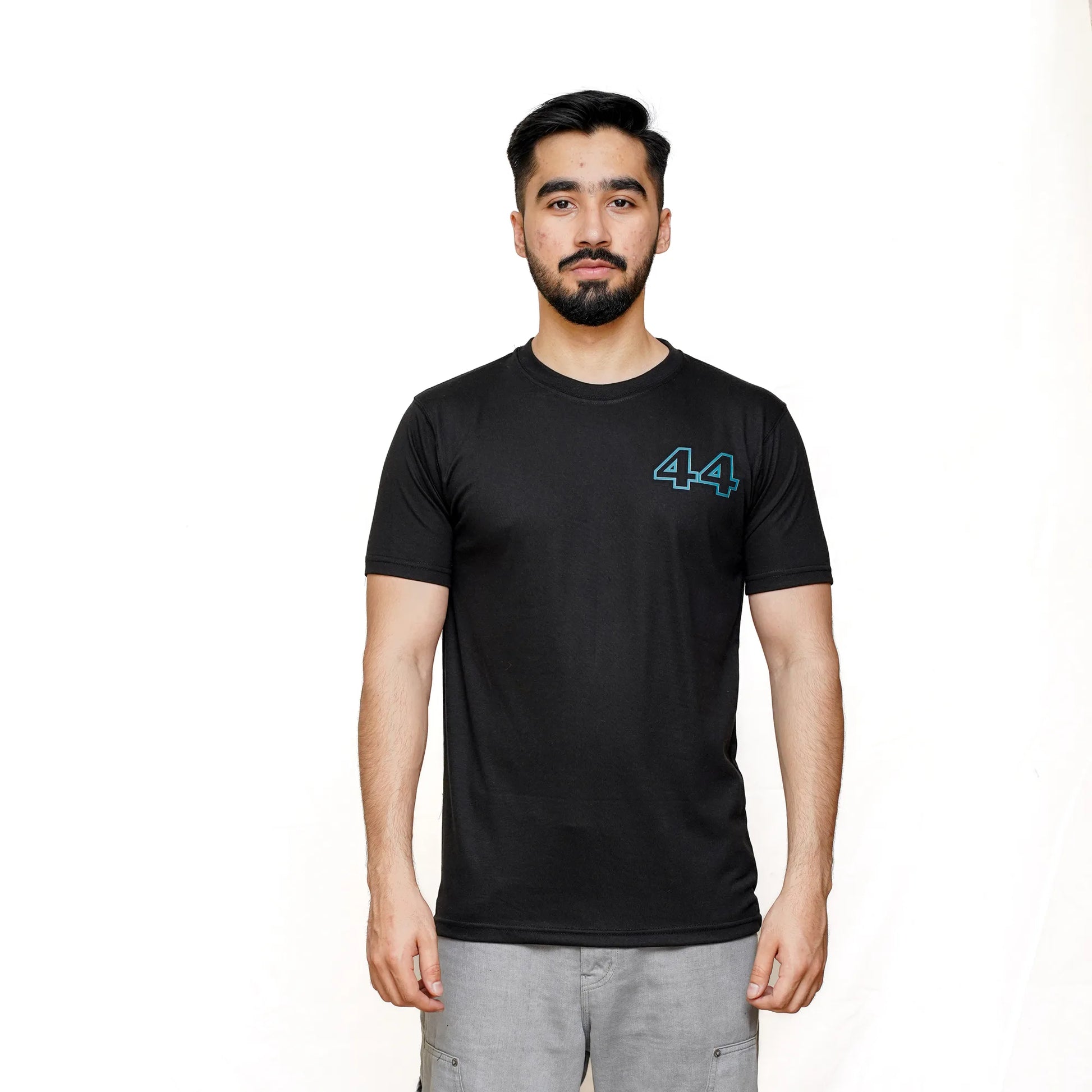 44 Lewis Hamilton pattern design in black tee