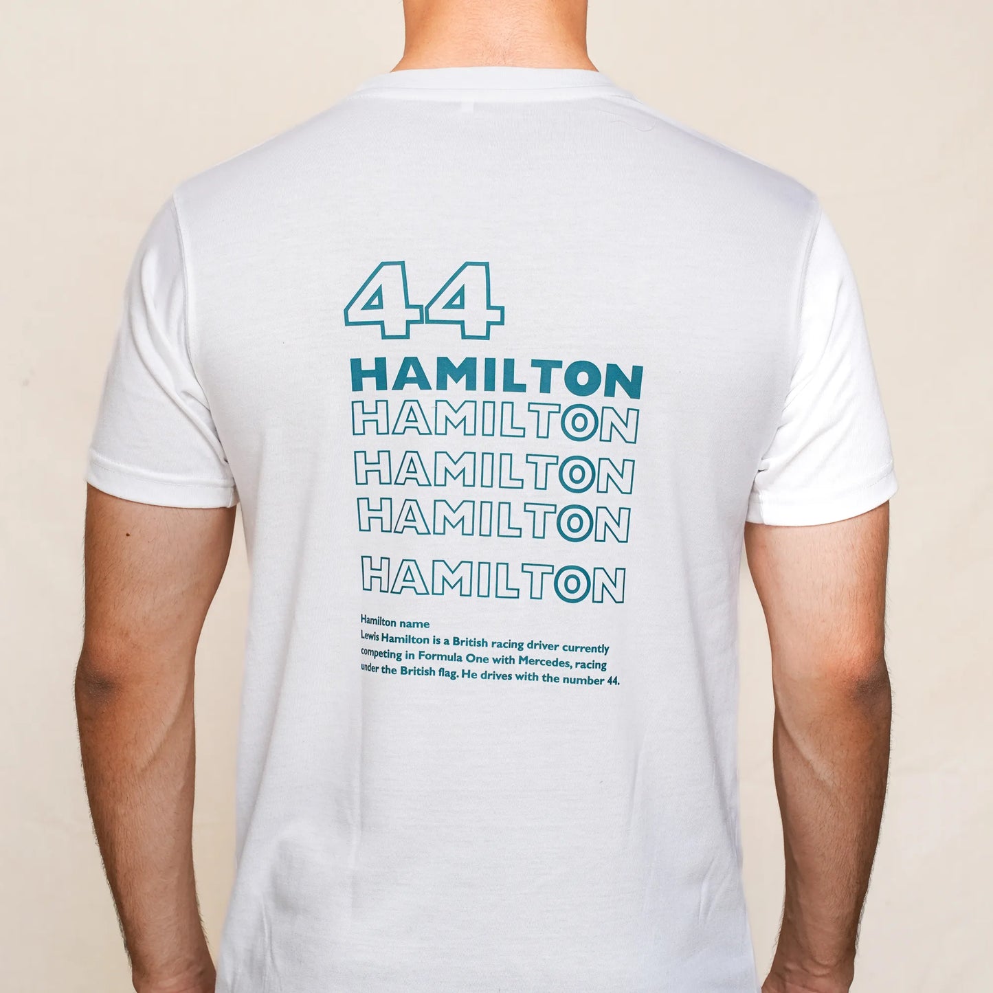 44 Lewis Hamilton pattern design in White tee