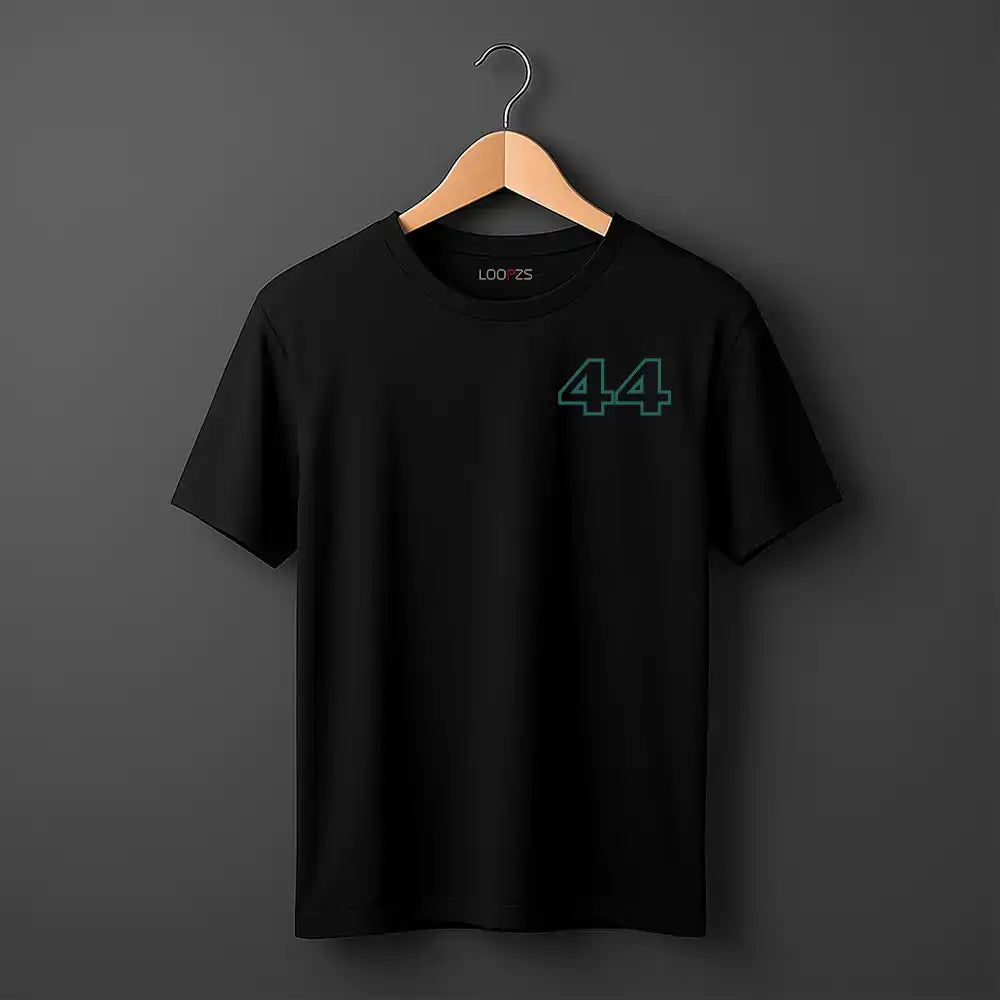 44 Lewis Hamilton pattern design in balck tee in Pakistan