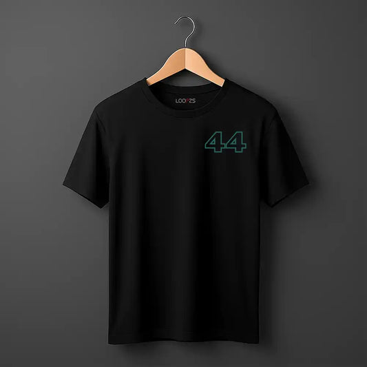 44 Lewis Hamilton pattern design in balck tee in Pakistan