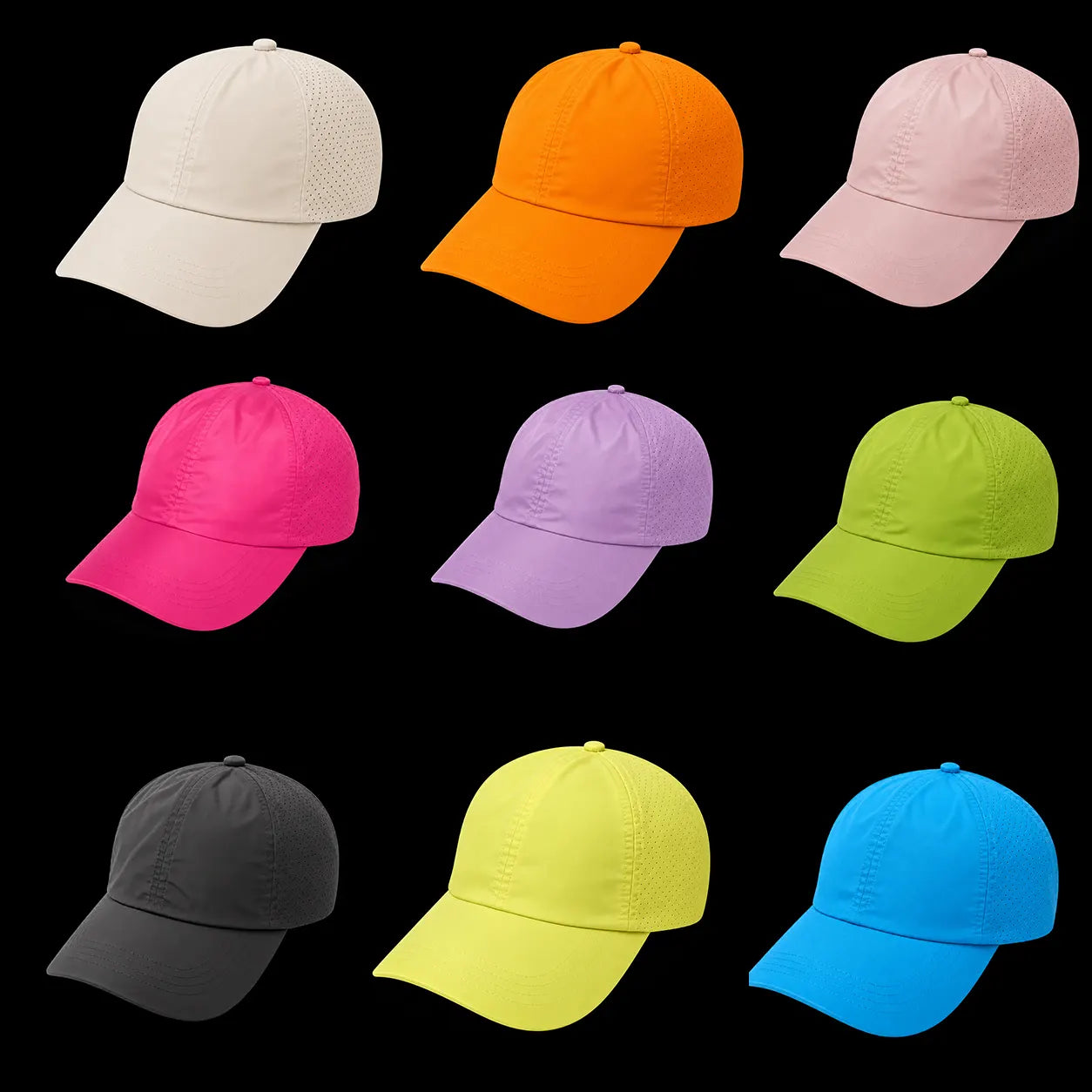 Plain dry fit caps in different colors 