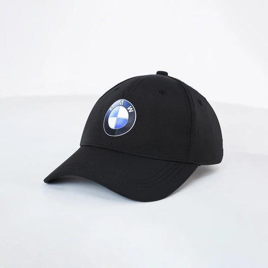Black cap with BMW logo on a white background