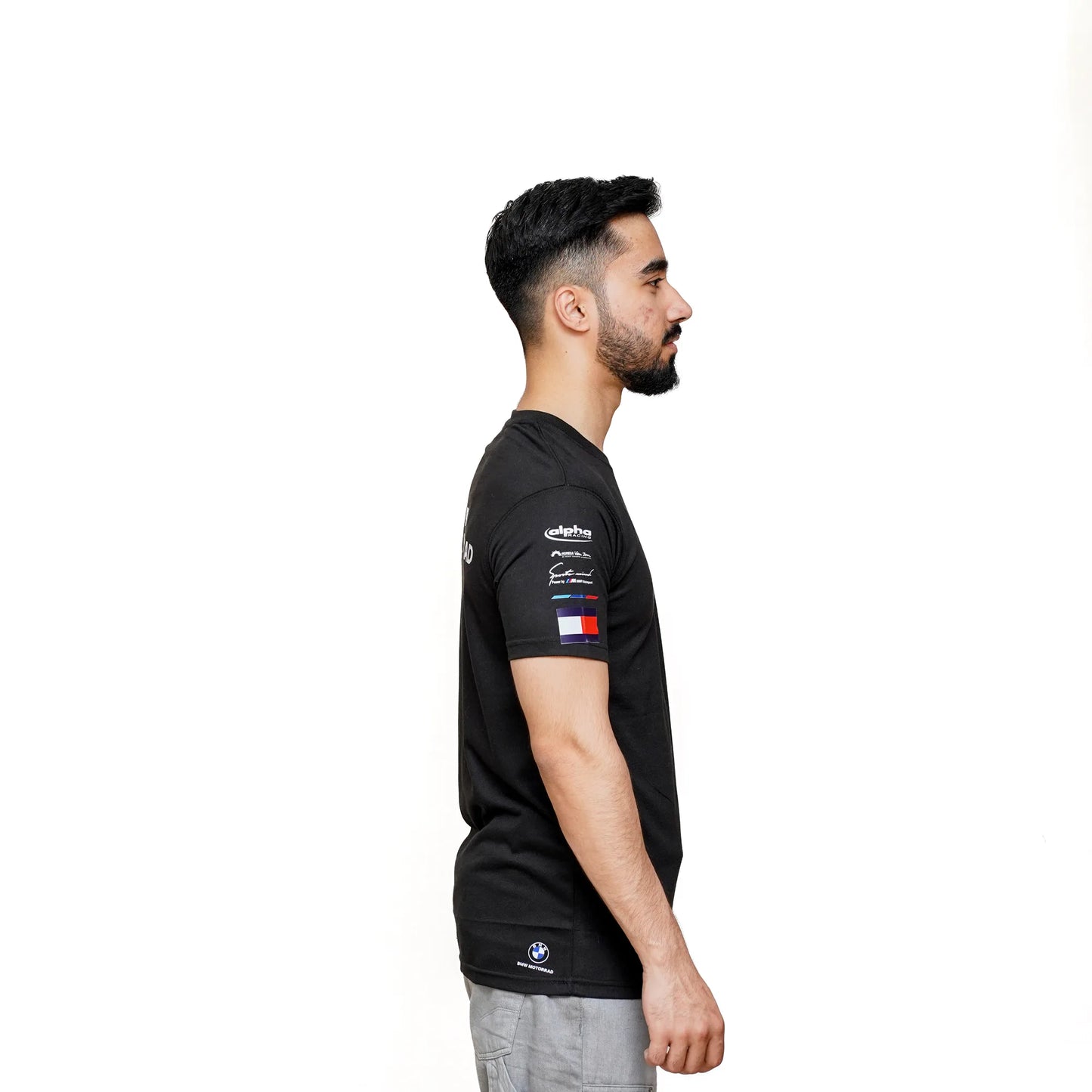 BMW M Motorsport Essential tee side view of right sleeve,