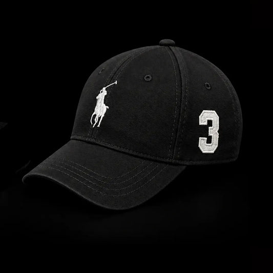 Horse balck cap with no 3 embrioded
