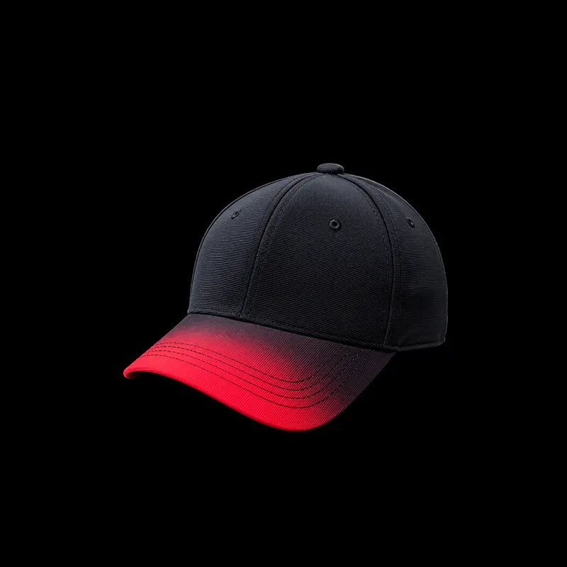Black baseball cap with red gradient visor, Loopzs Pakistan