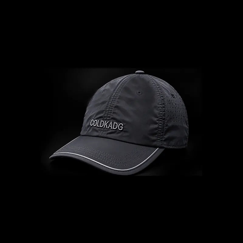 Charcoal grey quick-dry sports cap with laser-cut vents and reflective brim, Loopzs Pakistan