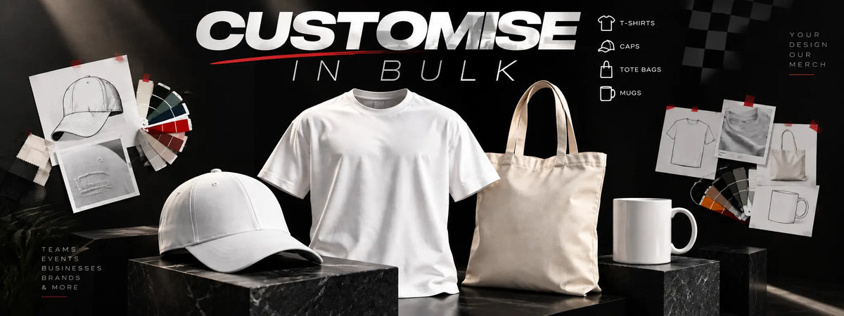 Custom and bulk orders for T-shirts, caps, tote bags and mugs in Pakistan