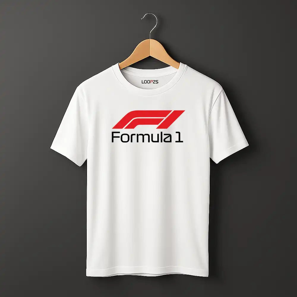 F1 formula1 Tshirt white front 