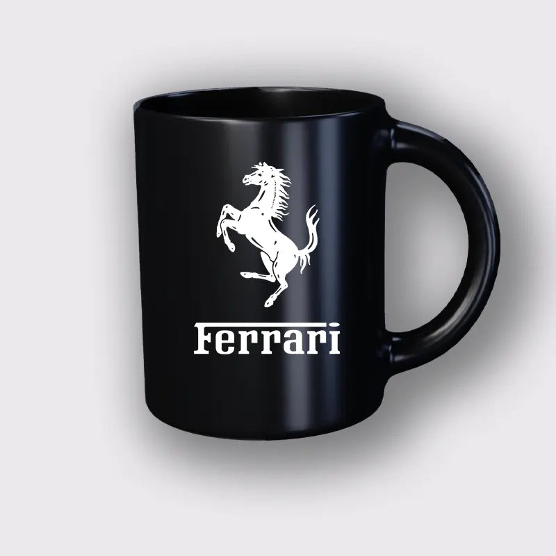 New F1 Formula Black Mug whote design- Ferrari Logo