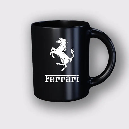 New F1 Formula Black Mug whote design- Ferrari Logo