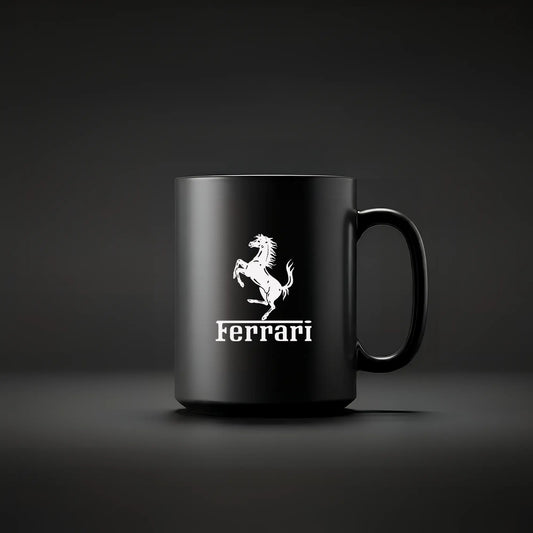 New F1 Formula Black Mug whote design- Ferrari Logo