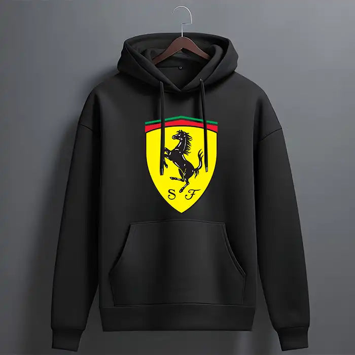 Ferrari Shield logo on black hoodie best fit for winters