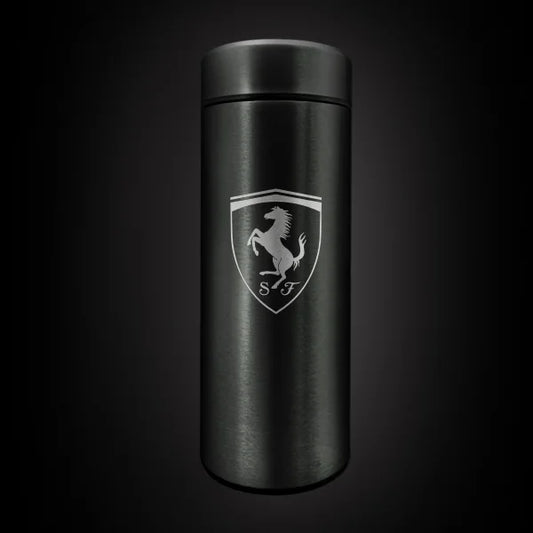 Ferrari logo bottle for formula one love. F1 bottle in black