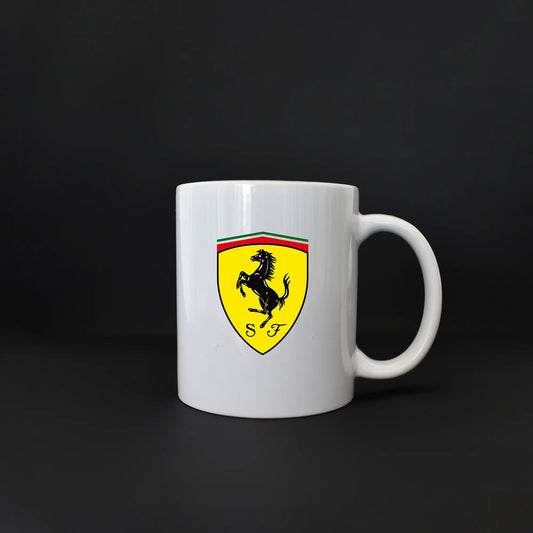 F1 Formula White Mug- Ferrari Logo