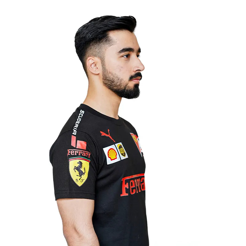 Ferrari with Puma branding Black T shirt male Left side view
