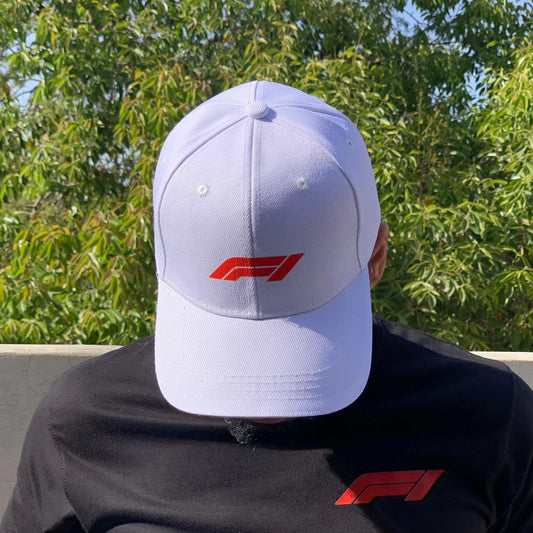 Formula one Caps & Hats in White- F1 Formula Racing Logo