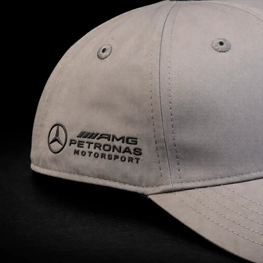 Gray cap with AMG Petronas Motorsport logo on a black background