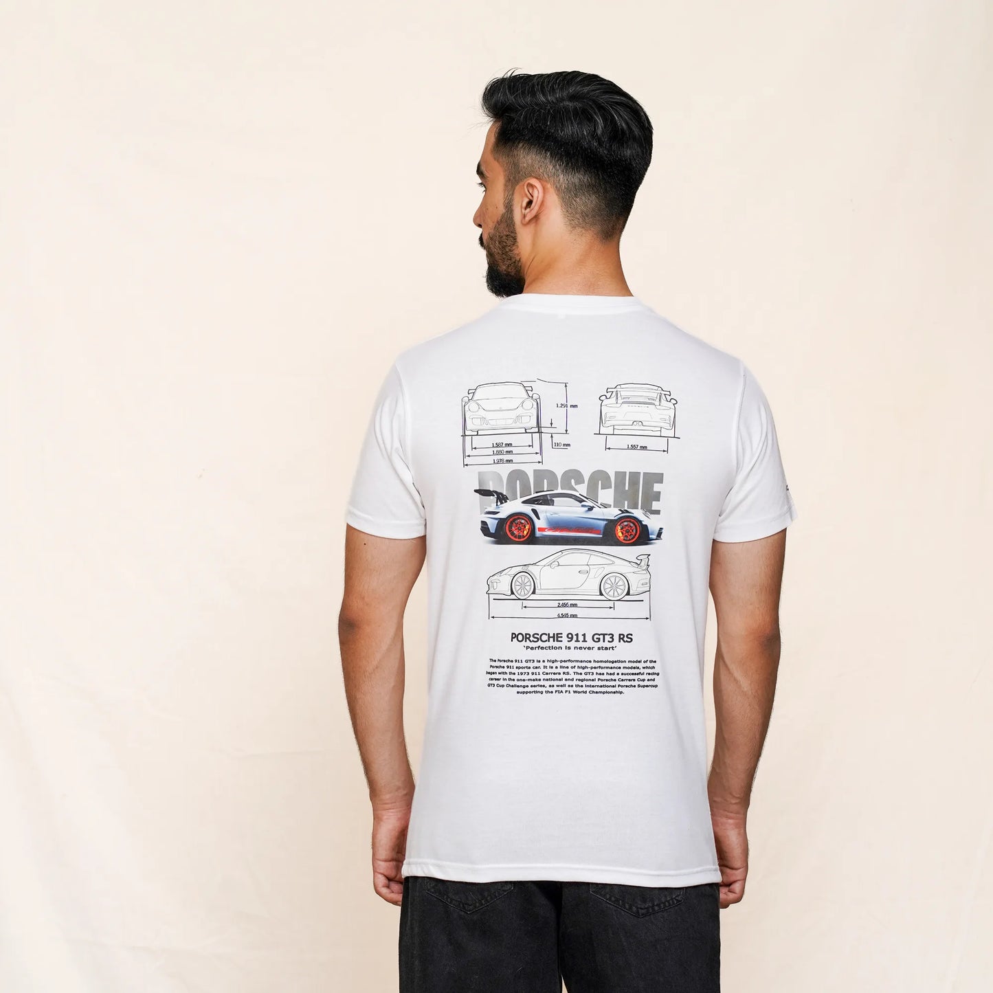 Porsche car design T shirt in white
