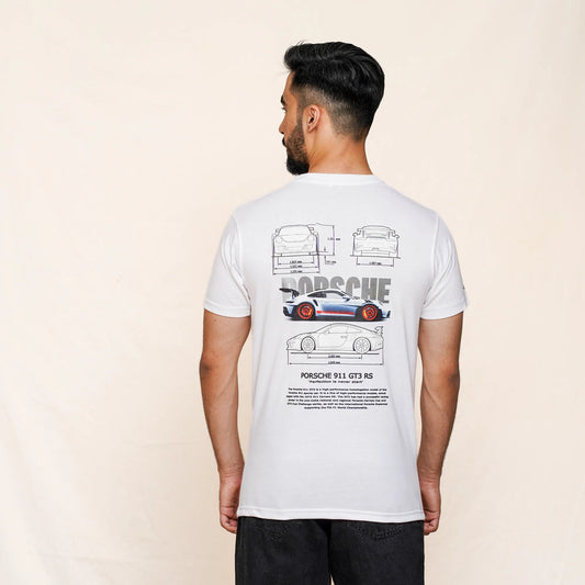 Porsche car design T shirt in white