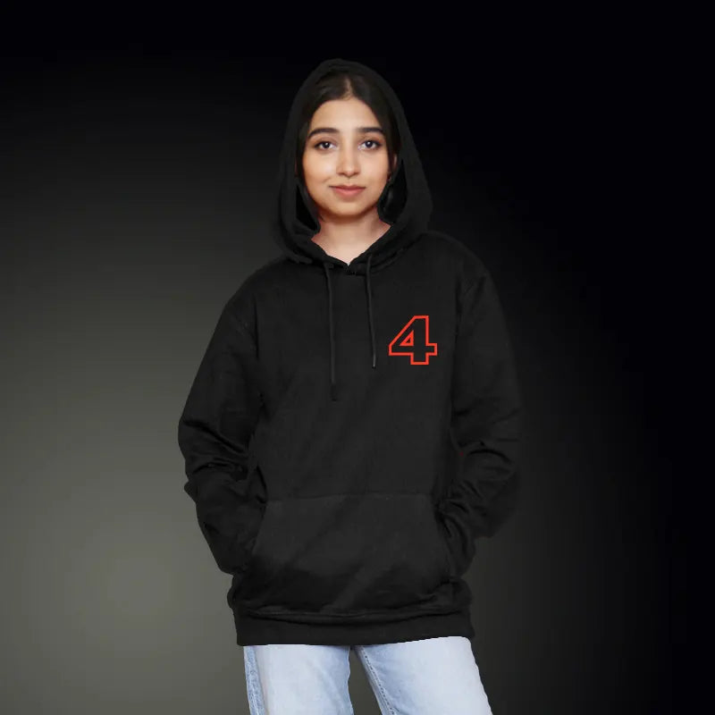 Lando Norris 4 Pattern Deisgn Black Hoodie in Front & back | Mclaren F1