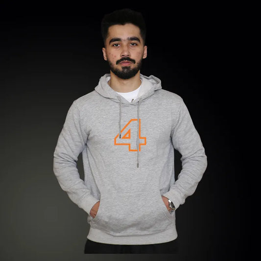 Lando Norris 4 Pattern Deisgn Gray Hoodie in Front & back | Mclaren F1