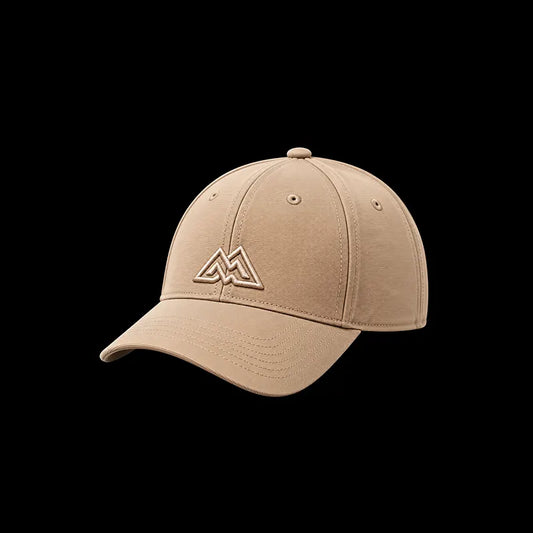 Beige baseball cap with embroidered mountain logo, Loopzs Pakistan