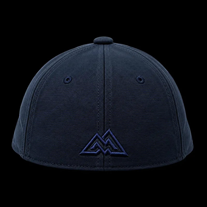 Back view of navy blue cap with embroidered mountain logo, Loopzs Pakistan