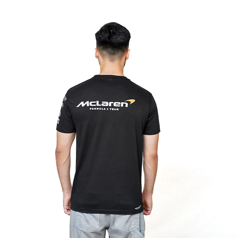 McLaren F1 black t shirt back with teams branding