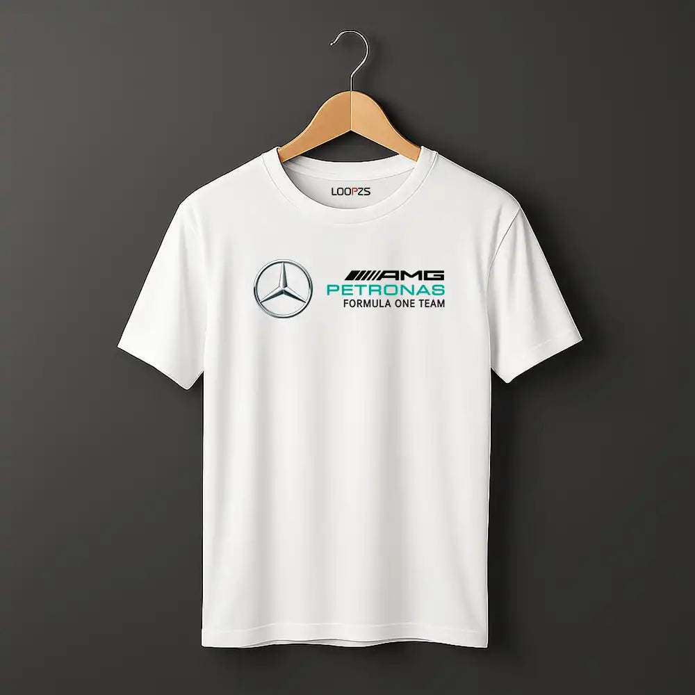 Mercedes AMG formula one team Tshirt in white for racing lovers