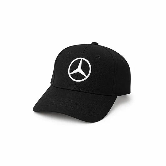 Black cap with Racing Collection-Benz logo on a white background