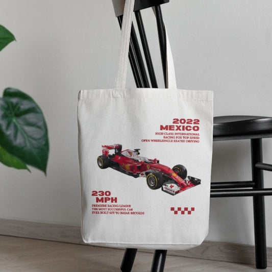 Mexico Racing Car White Tote Bag - Mexico F1 Formula