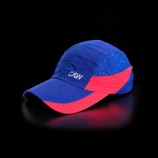 Navy Pink sports cap with white mesh side panels and a curved brim.
