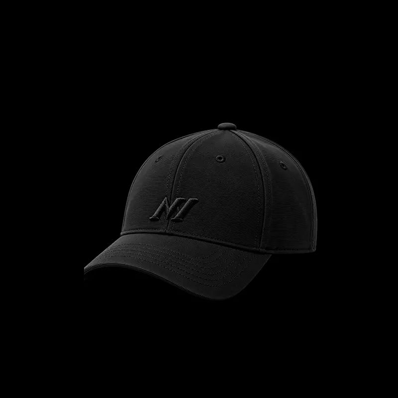 Black logo cap front, side, back, inside and detail views, Loopzs Pakistan