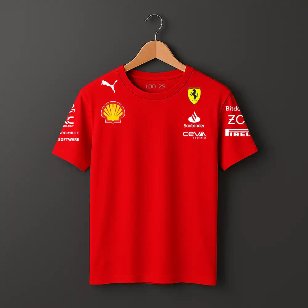 Scuderia Ferrari Sainz Red T shirt with white and shell branding