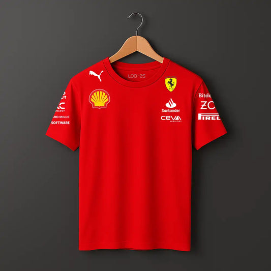 Scuderia Ferrari Sainz Red T shirt with white and shell branding