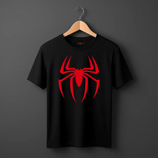 Embrace a fashion-forward look with this oversized t-shirt showcasing a spider skillfully swinging through a web. Ideal for aficionados of superheroes .