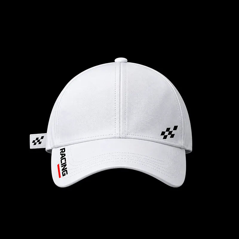 Motorsport racing cap in white galaxy fabric
