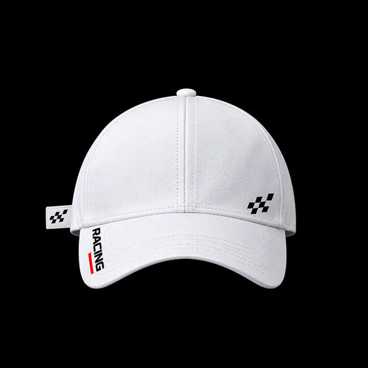 Motorsport racing cap in white galaxy fabric