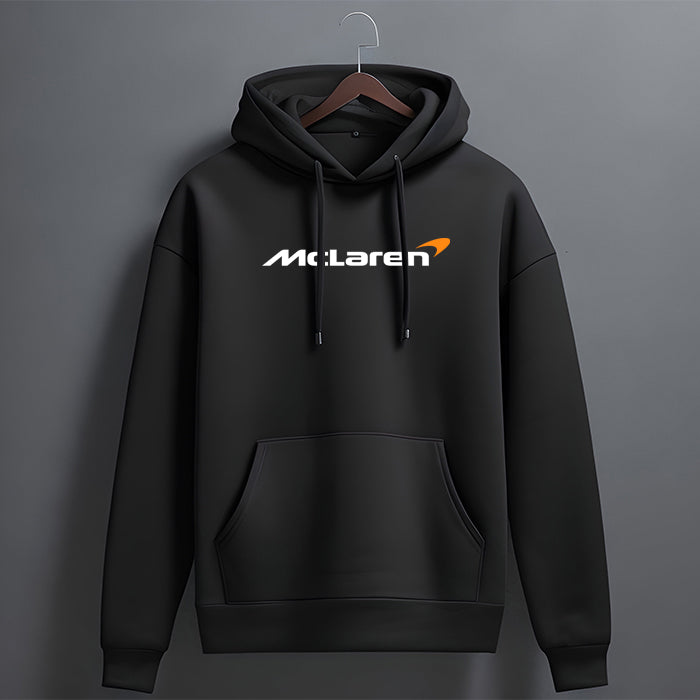 Black hoodie with McLN logo on a gray background